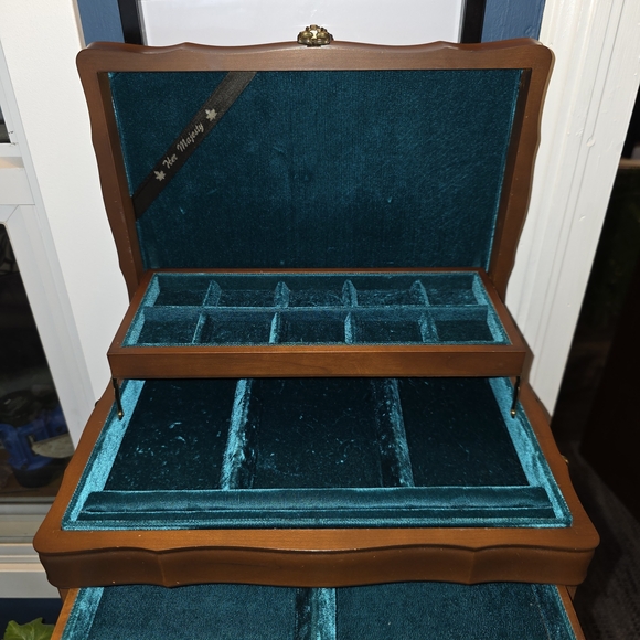 Other - Vintage Hardwood Large Velvet-Lined Jewelry Box